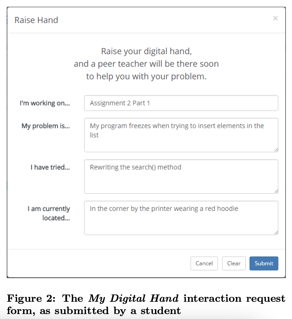 My Digital Hand: A Tool for Scaling Up One-to-One Peer Teaching in Support of Computer Science Learning